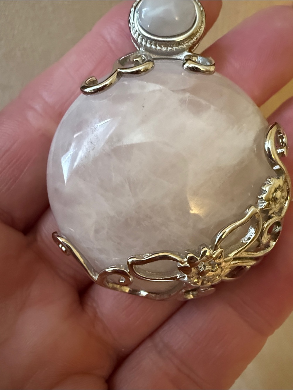 Sterling Silver Pink Jade Pendant Necklace - Picture 2 of 4